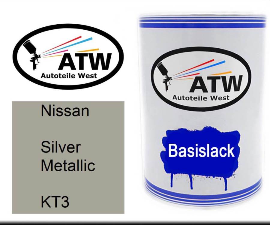 Nissan, Silver Metallic, KT3: 500ml Lackdose, von ATW Autoteile West.